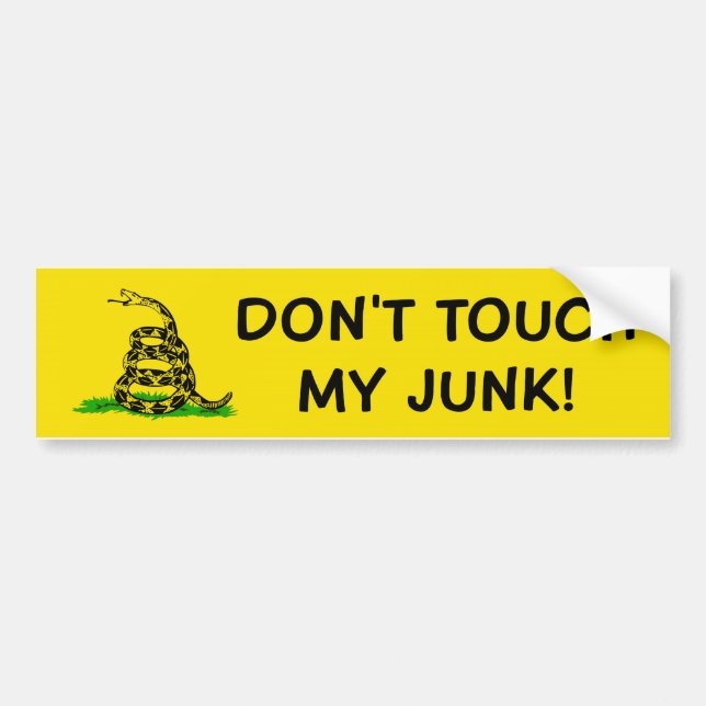 DON'T TOUCH MY JUNK GADSDEN FLAG BUMPER STICKER (Front)