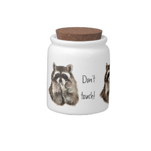 Don't Touch the Candy, Cute Raccoon, Animal Candy Jar