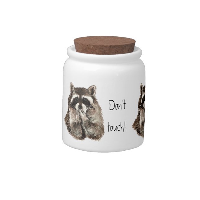 Don't Touch the Candy, Cute Raccoon, Animal Candy Jar (Left)