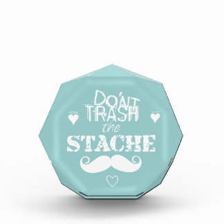 Don't Trash the Stache Mustache Retro Hipster Acrylic Award