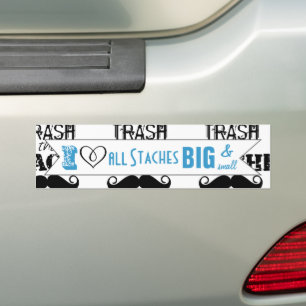 Don't Trash the Stache Mustache Retro Hipster Bumper Sticker