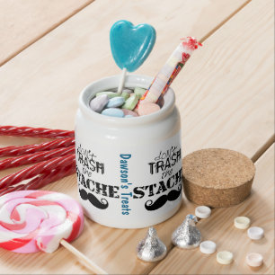 Don't Trash the Stache Mustache Retro Hipster Candy Jar