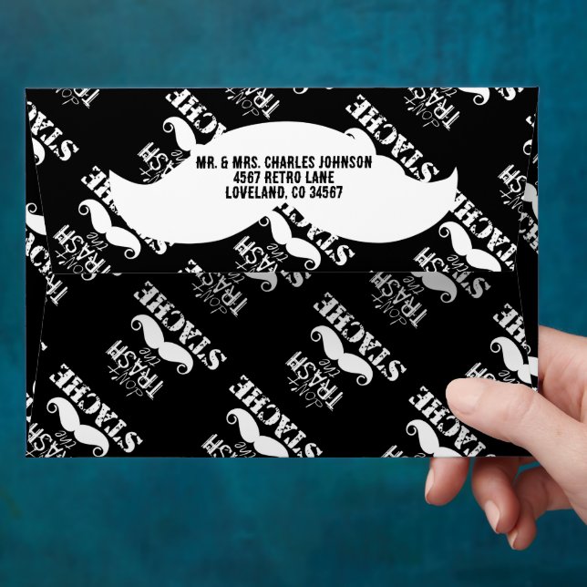 Don't Trash the Stache Mustache Retro Hipster Envelope (Hand)