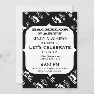 Don't Trash the Stache Mustache Retro Hipster Invitation