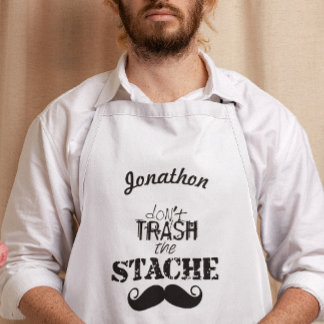 Don't Trash the Stache Mustache Retro Hipster Long Apron