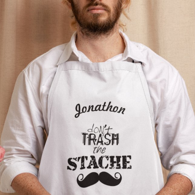 Don't Trash the Stache Mustache Retro Hipster Long Apron (Creator Uploaded)