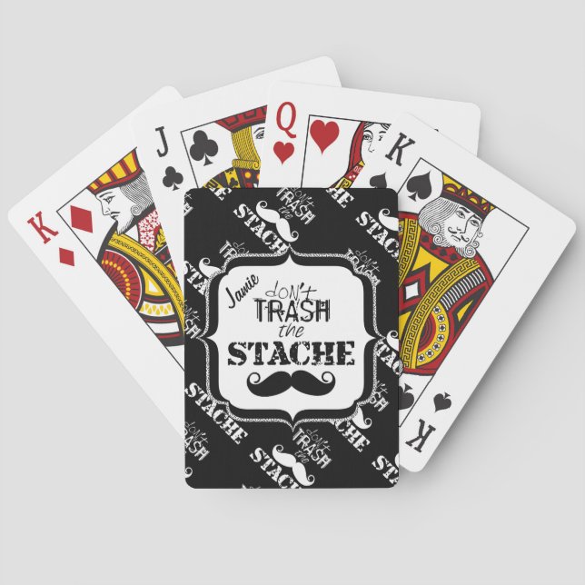 Don't Trash the Stache Mustache Retro Hipster Poker Cards (Back)