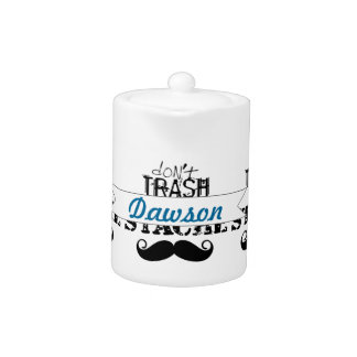 Don't Trash the Stache Mustache Retro Hipster Teapot