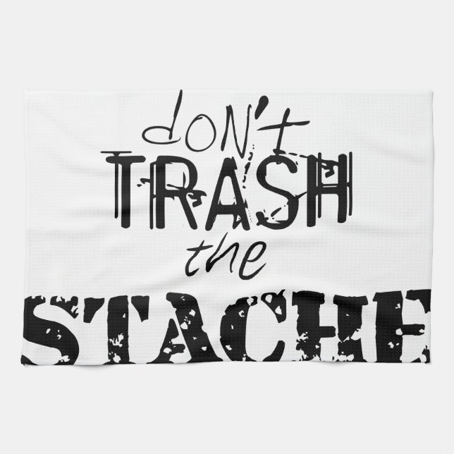 Don't Trash the Stache Mustache Retro Hipster Towel (Horizontal)