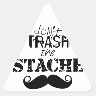 Don't Trash the Stache Mustache Retro Hipster Triangle Sticker