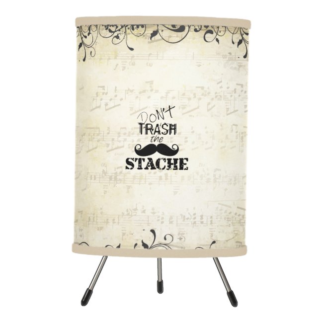 Don't Trash the Stache Mustache Retro Hipster Tripod Lamp (Front)