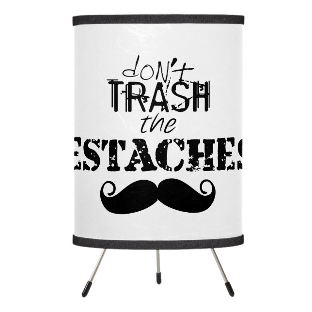 Don't Trash the Stache Mustache Retro Hipster Tripod Lamp (Front)