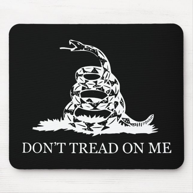 Don't Tread On Me Flag -- Black and White Mouse Pad (Front)