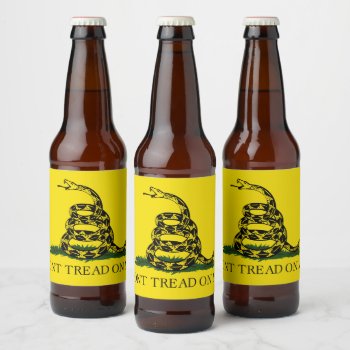 Don't Tread On Me Gadsden Flag Beer Bottle Label by FlagGallery at Zazzle