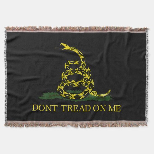 Dont Tread On Me Gadsden Flag Black Throw Blanket