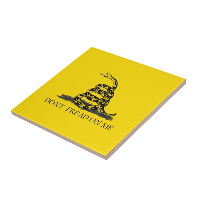 Don't tread on me Gadsden Flag BLACK YELLOW Ceramic Tile (Side)