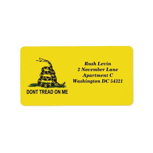 Dont Tread On Me Gadsden Flag Custom Label (Front)
