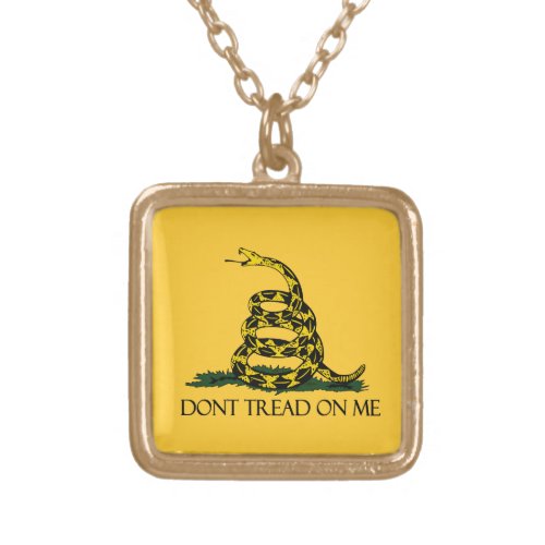 Dont Tread on Me Gadsden Flag Historical Military Gold Plated Necklace