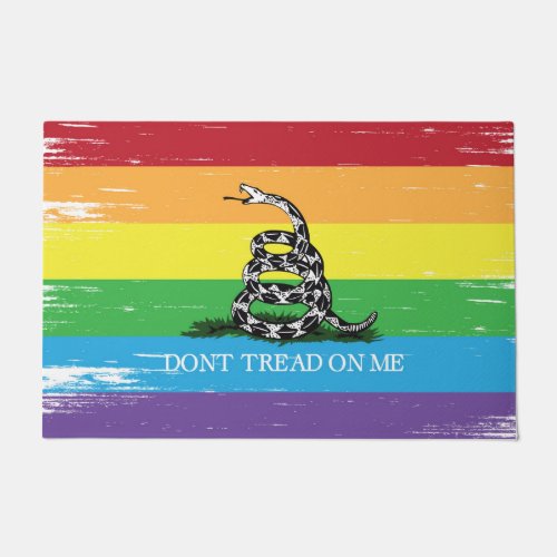 Dont tread on me Gadsden flag LGBT Rainbow grunge Doormat