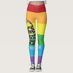 Don't tread on me Gadsden flag LGBT Rainbow grunge Leggings