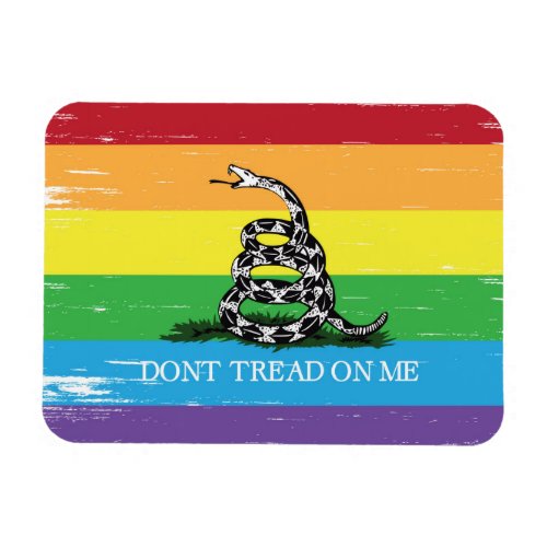 Dont tread on me Gadsden flag LGBT Rainbow grunge Magnet