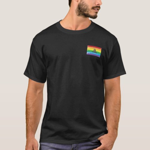 Dont tread on me Gadsden flag LGBT Rainbow grunge T_Shirt