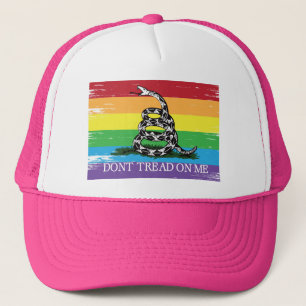 Don't tread on me Gadsden flag LGBT Rainbow grunge Trucker Hat