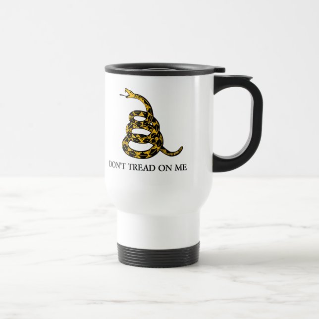 don't tread on me - gadsden flag libertarian travel mug (Right)