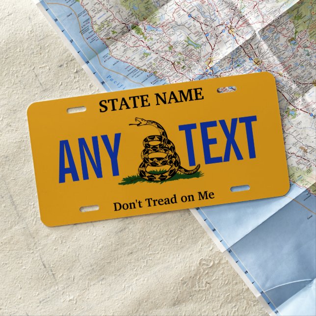 Don't Tread On Me Gadsden Flag License Plate (In Situ)