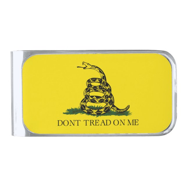 Don't Tread on Me Gadsden flag Silver Finish Money Clip (Front)