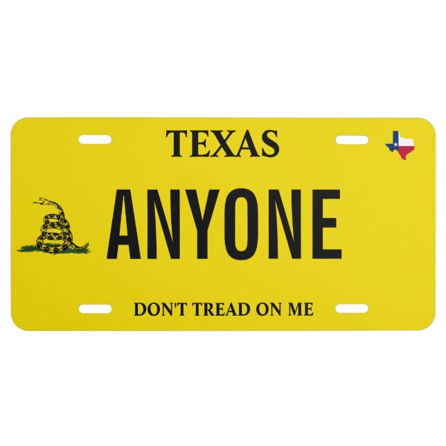 Don't Tread On Me Gadsden Flag Texas License Plate (Front)