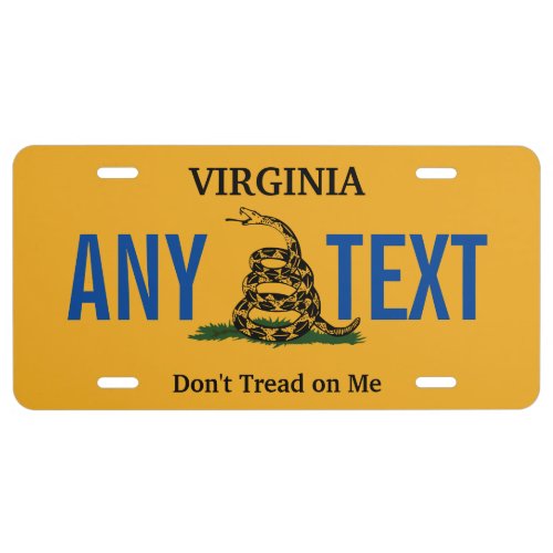 Dont Tread On Me Gadsden Flag Virginia License Plate