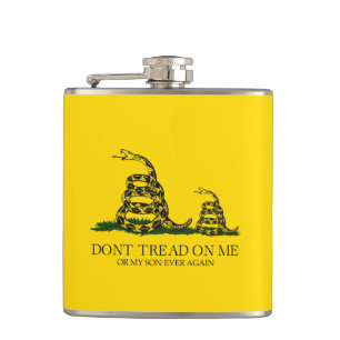 Don't Tread on Me or My Son Gadsden Flag Meme Flask