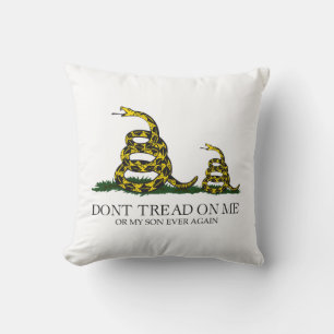 Don't Tread on Me or My Son Gadsden Flag Meme Throw Pillow