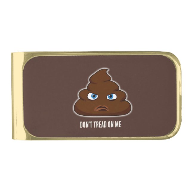 Don't Tread On Me Poo Gold Finish Money Clip (Front)