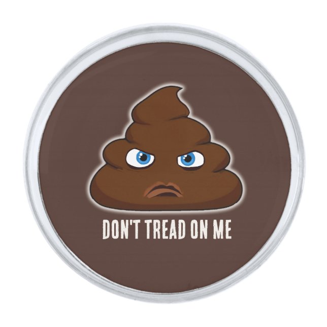 Don't Tread On Me Poo Silver Finish Lapel Pin (Front)