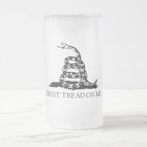 DONT TREAD ON ME Rattlesnake Snake Revolution Flag Frosted Glass Beer Mug