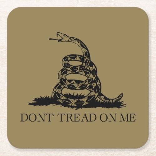 DONT TREAD ON ME Rattlesnake Snake Revolution Flag Square Paper Coaster