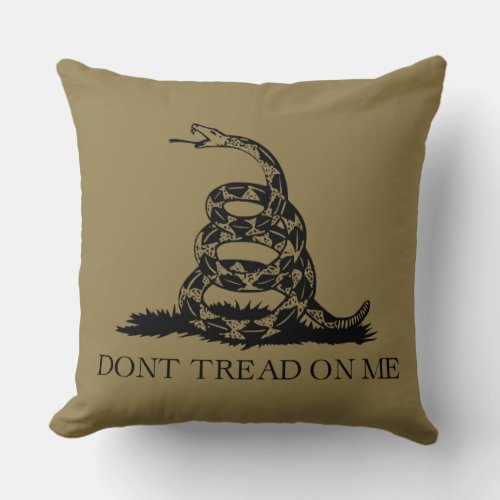 DONT TREAD ON ME Rattlesnake Snake Revolution Flag Throw Pillow