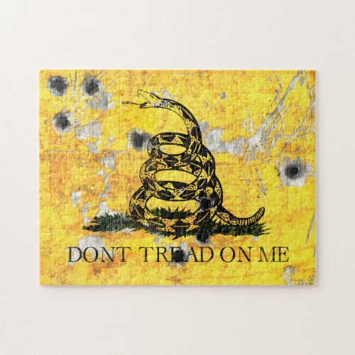 Dont Tread on Me _ Shot Gadsden Flag on Metal She Jigsaw Puzzle