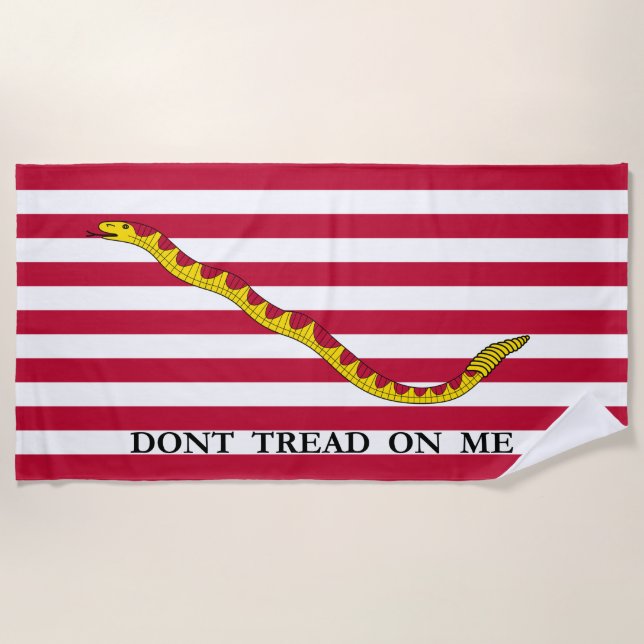 Don't Tread on Me US Naval Jack Beach Towel (Front)