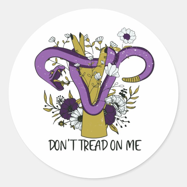 Dont Tread On Me Uterus Classic Round Sticker (Front)