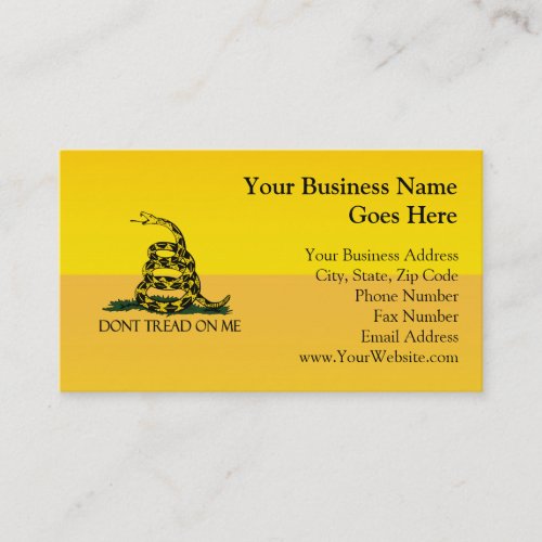 Dont Tread on Me Yellow Gadsden Flag Ensign Business Card