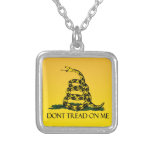 Don't Tread on Me, Yellow Gadsden Flag Ensign Silver Plated Necklace