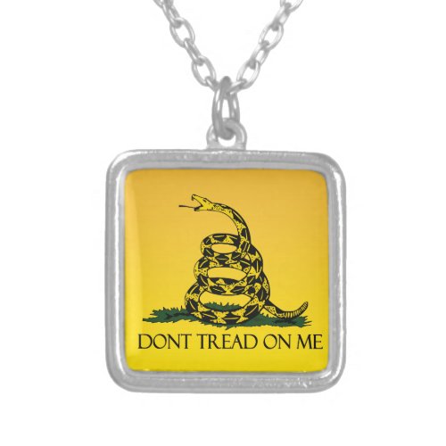 Dont Tread on Me Yellow Gadsden Flag Ensign Silver Plated Necklace
