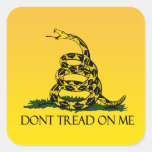 Don't Tread on Me, Yellow Gadsden Flag Ensign Square Sticker