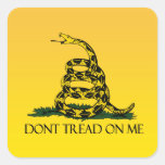 Don't Tread on Me, Yellow Gadsden Flag Ensign Square Sticker