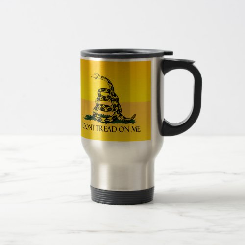 Dont Tread on Me Yellow Gadsden Flag Ensign Travel Mug