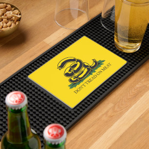 Don't tread on meat funny Gadsden flag parody meme Bar Mat