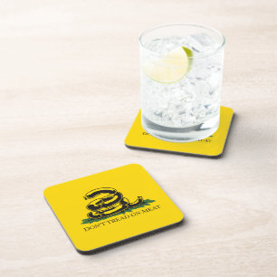 Don't tread on meat funny Gadsden flag parody meme Beverage Coaster